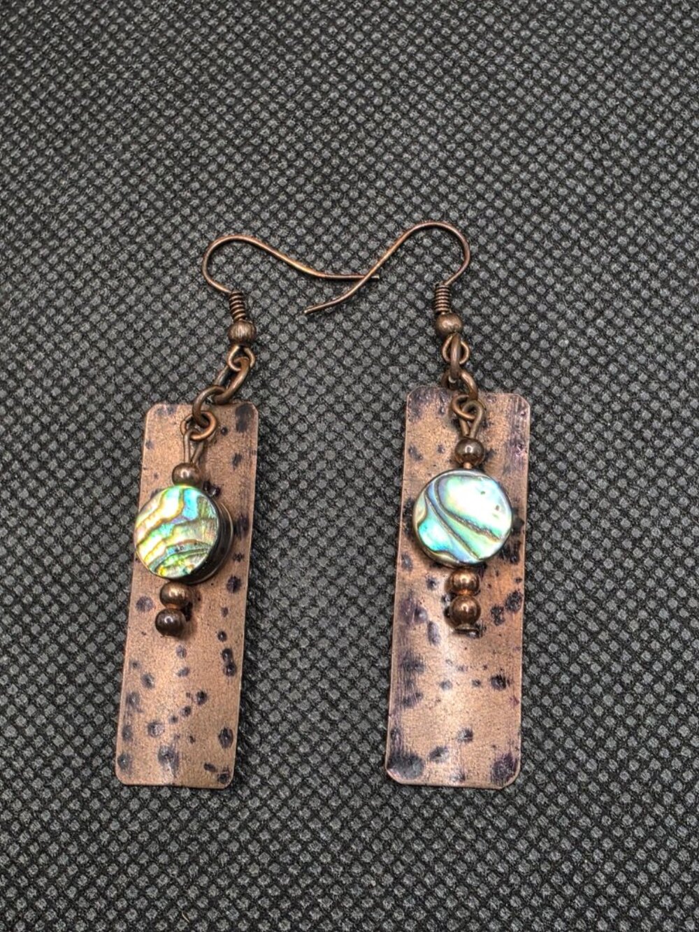 Artisan Patina Copper Dangle Earrings Boho Style